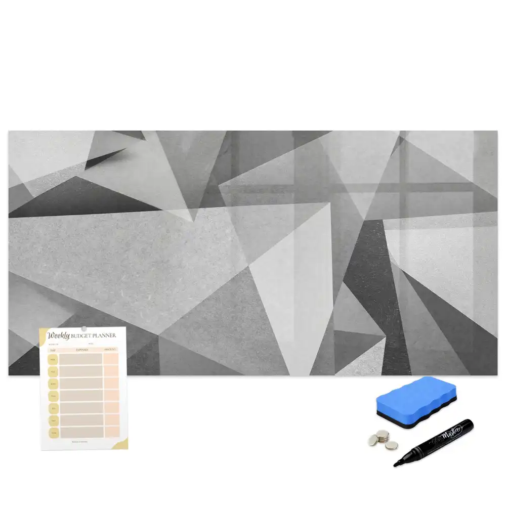 Tableau blanc magnétique effaçable à sec à motif d'abstraction tridimensionnelle