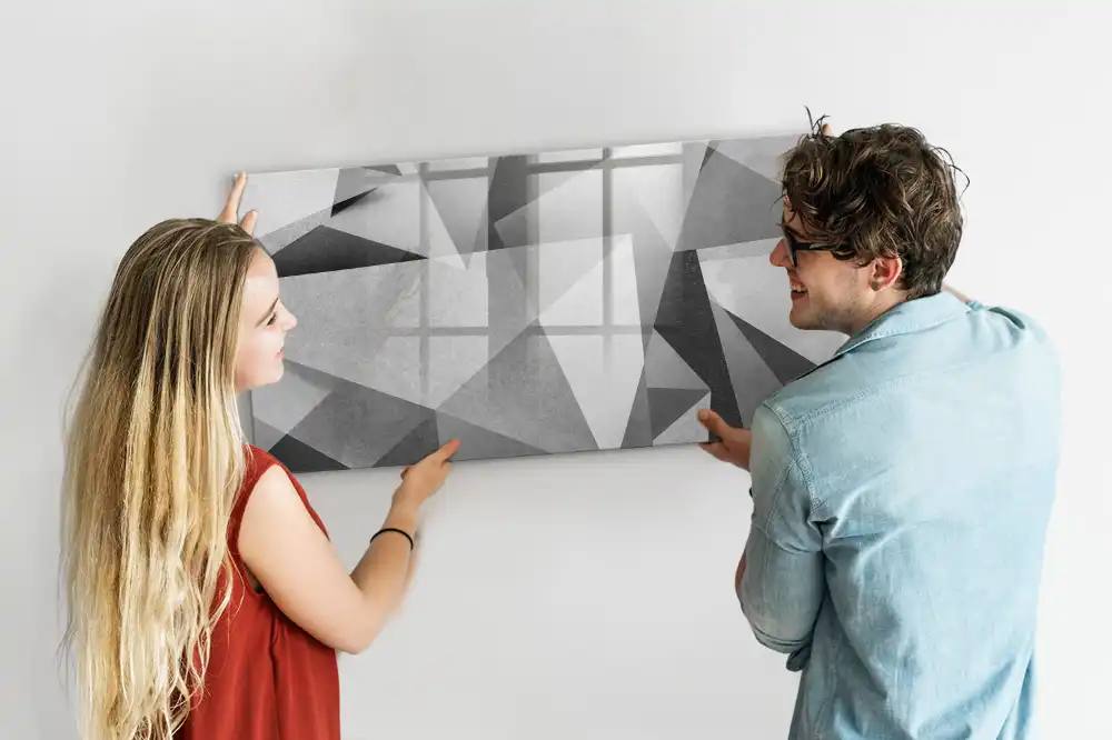 Tableau blanc magnétique effaçable à sec à motif d'abstraction tridimensionnelle