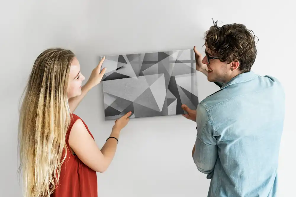 Tableau blanc magnétique effaçable à sec à motif d'abstraction tridimensionnelle