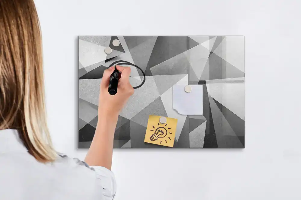 Tableau blanc magnétique effaçable à sec à motif d'abstraction tridimensionnelle