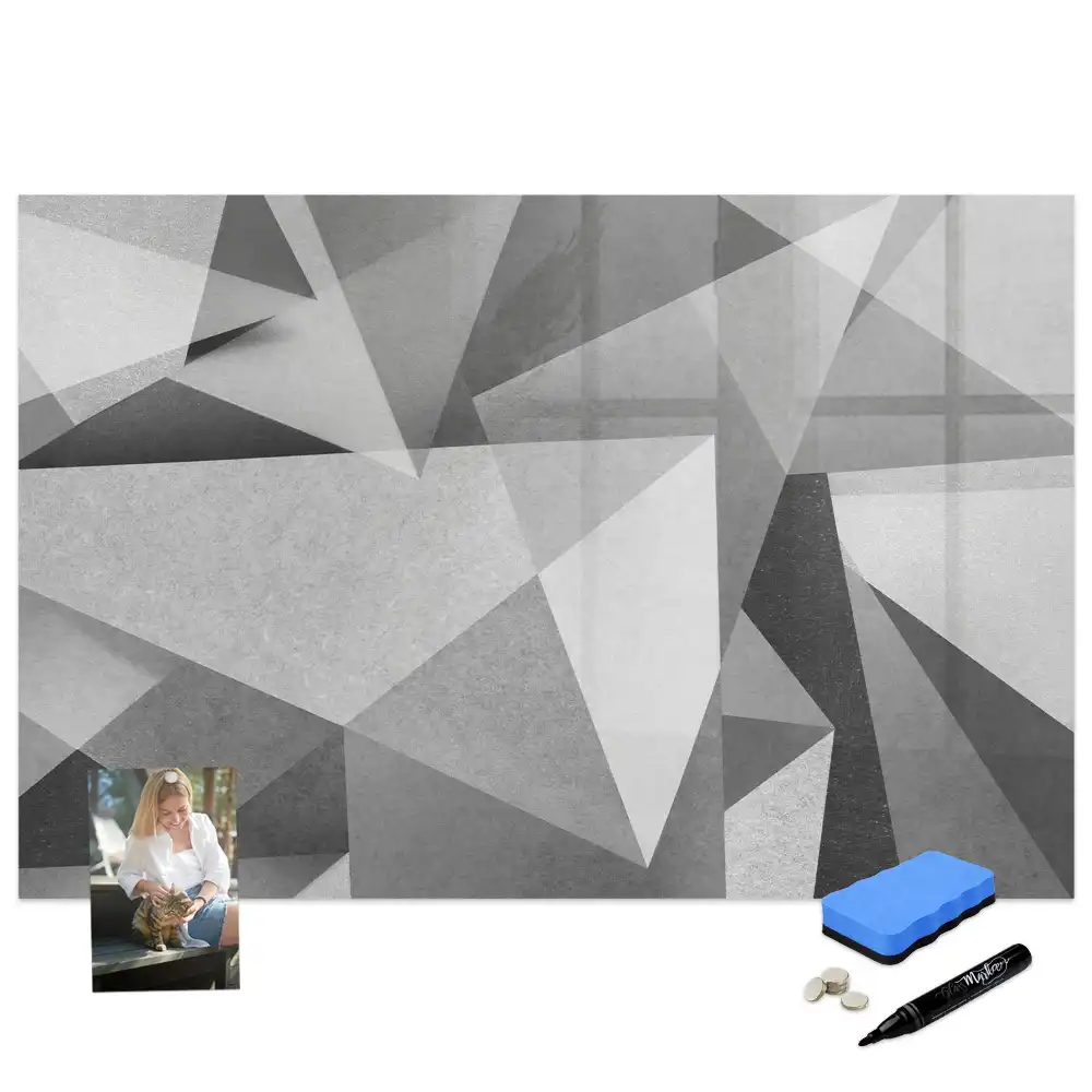 Tableau blanc magnétique effaçable à sec à motif d'abstraction tridimensionnelle
