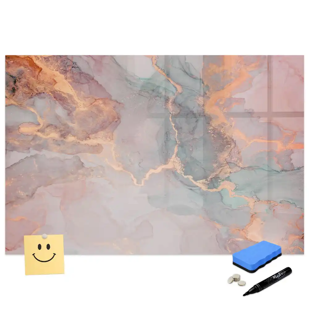 Tableau blanc magnétique effaçable à sec motif marbre décoratif