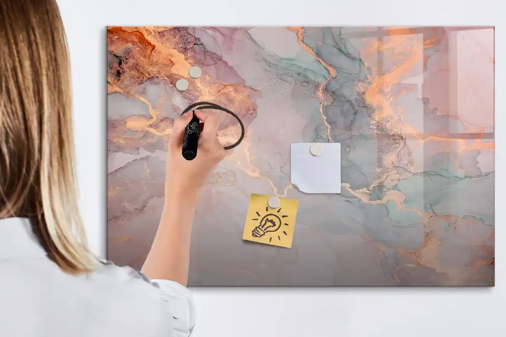 Tableau blanc magnétique effaçable à sec motif marbre décoratif