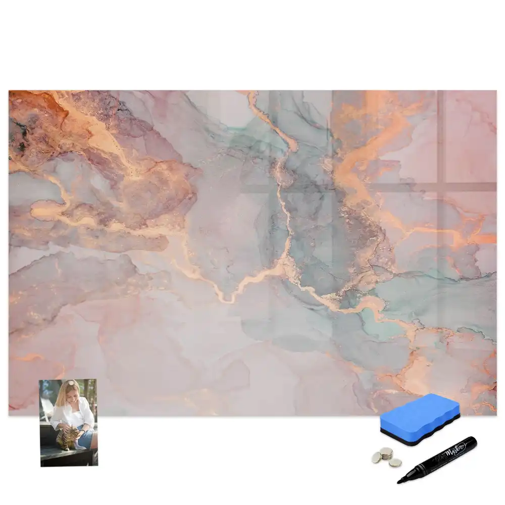 Tableau blanc magnétique effaçable à sec motif marbre décoratif