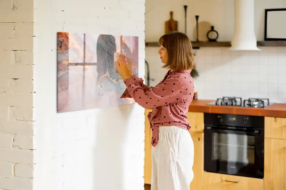 Tableau blanc magnétique effaçable à sec motif marbre décoratif