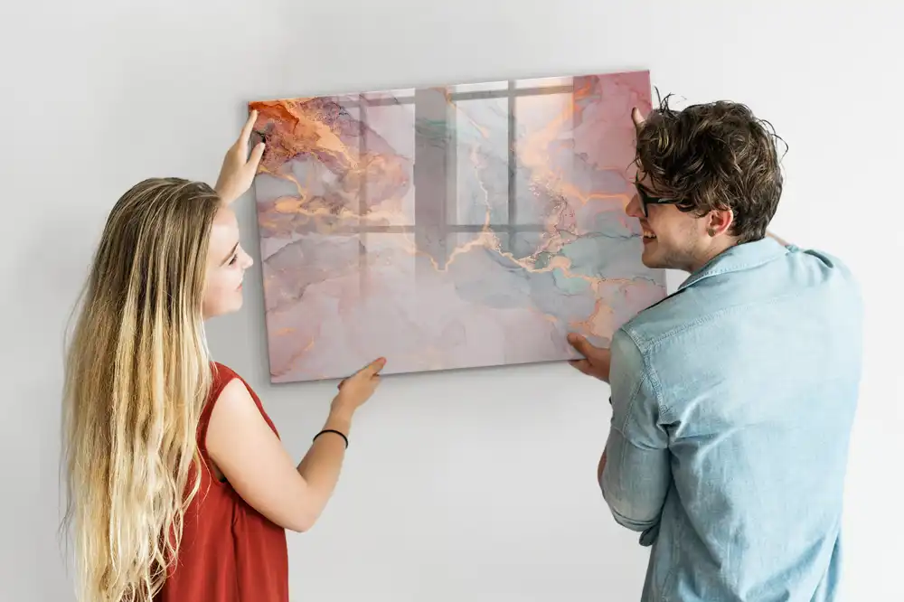 Tableau blanc magnétique effaçable à sec motif marbre décoratif