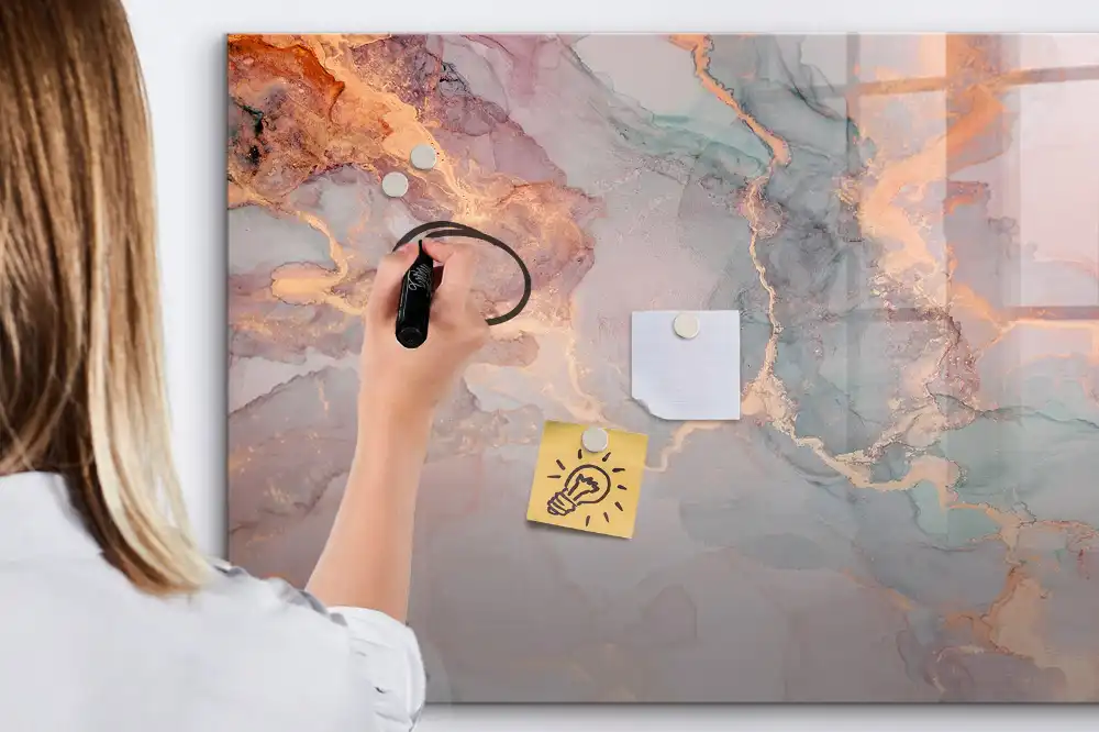 Tableau blanc magnétique effaçable à sec motif marbre décoratif