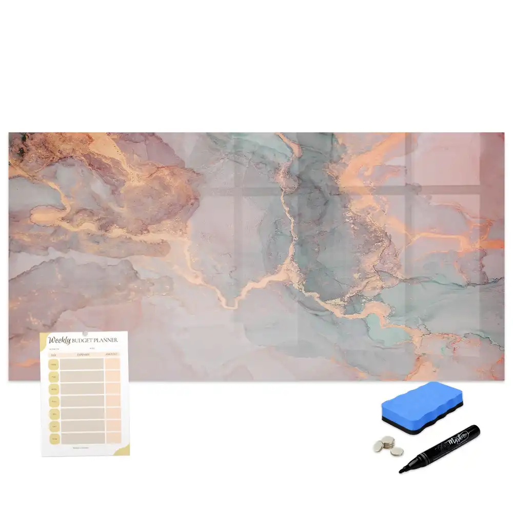 Tableau blanc magnétique effaçable à sec motif marbre décoratif