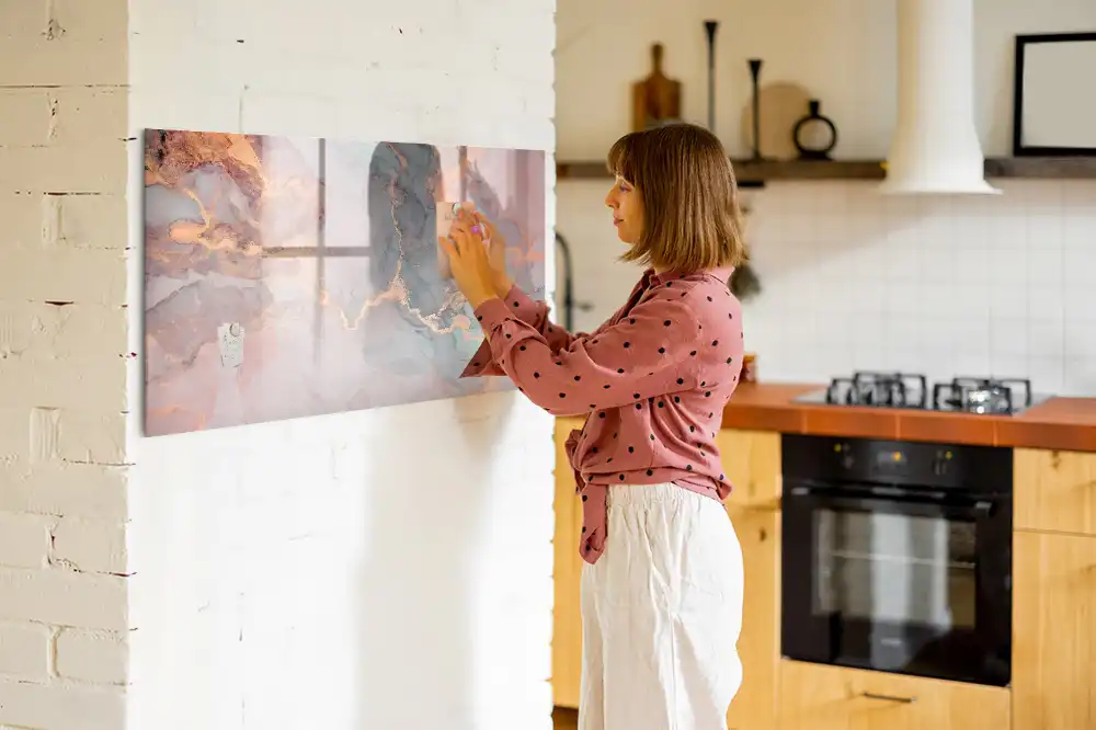 Tableau blanc magnétique effaçable à sec motif marbre décoratif
