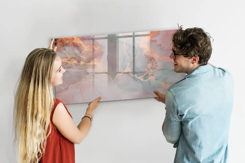 Tableau blanc magnétique effaçable à sec motif marbre décoratif