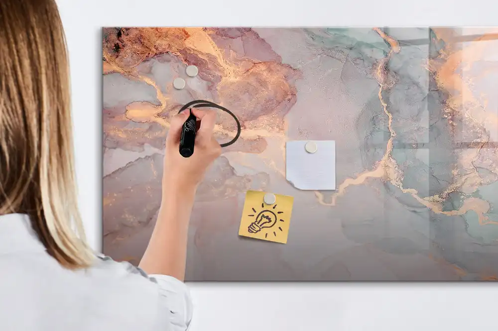 Tableau blanc magnétique effaçable à sec motif marbre décoratif