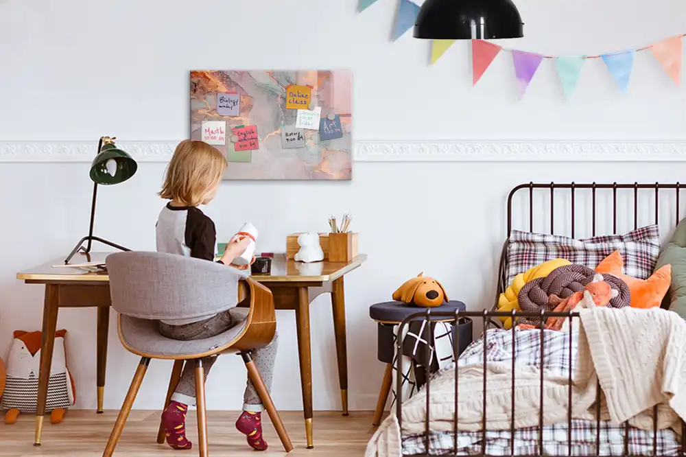 Tableau blanc magnétique effaçable à sec motif marbre décoratif