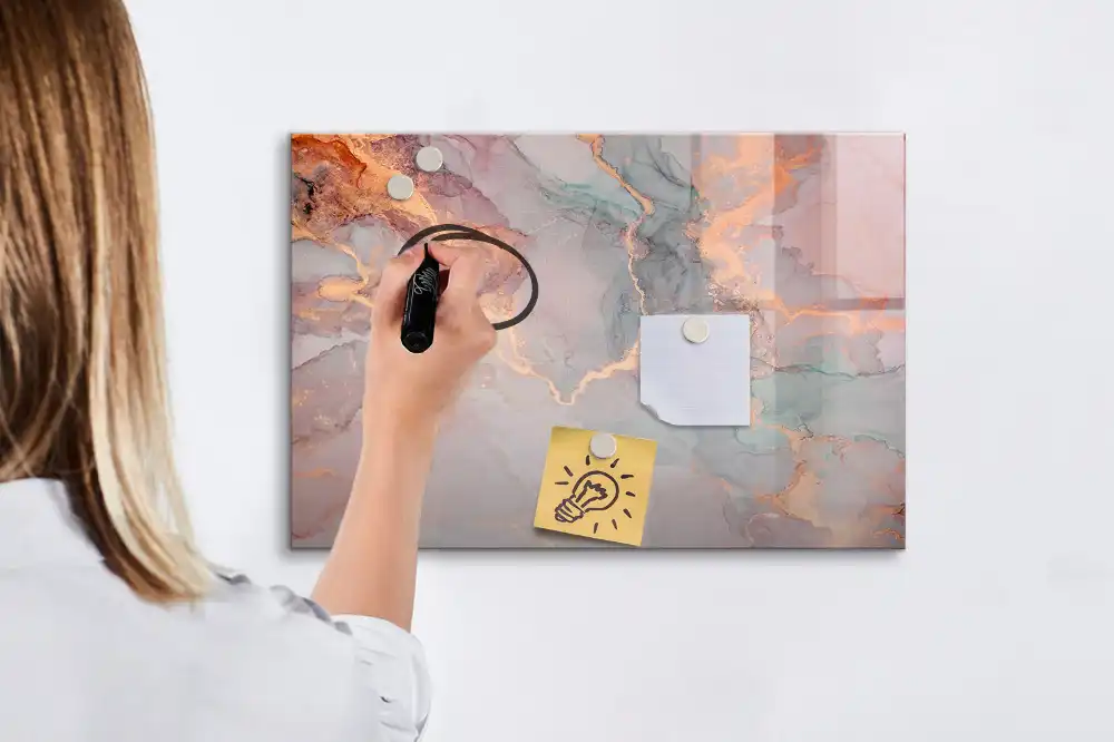 Tableau blanc magnétique effaçable à sec motif marbre décoratif