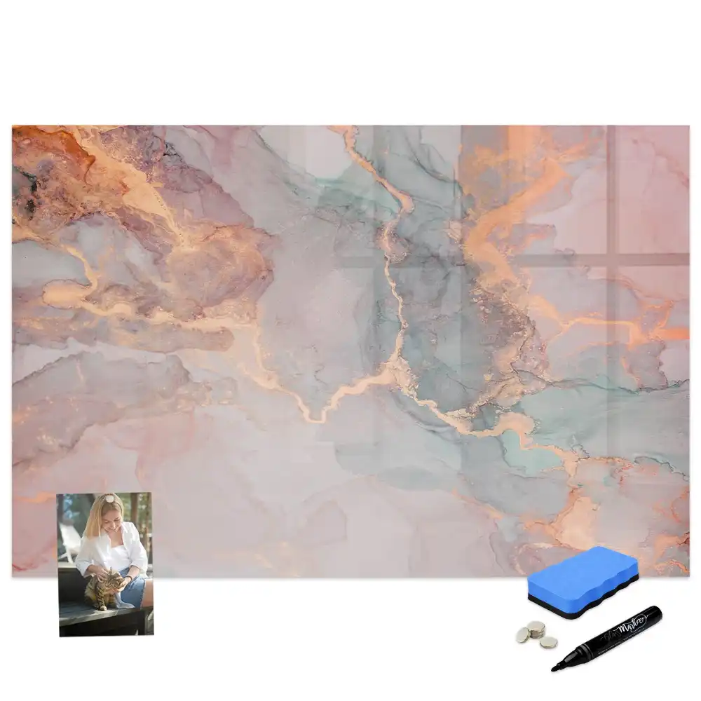 Tableau blanc magnétique effaçable à sec motif marbre décoratif
