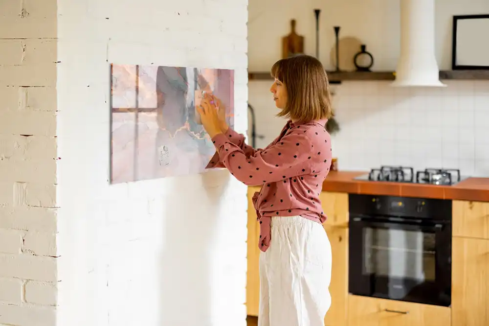 Tableau blanc magnétique effaçable à sec motif marbre décoratif