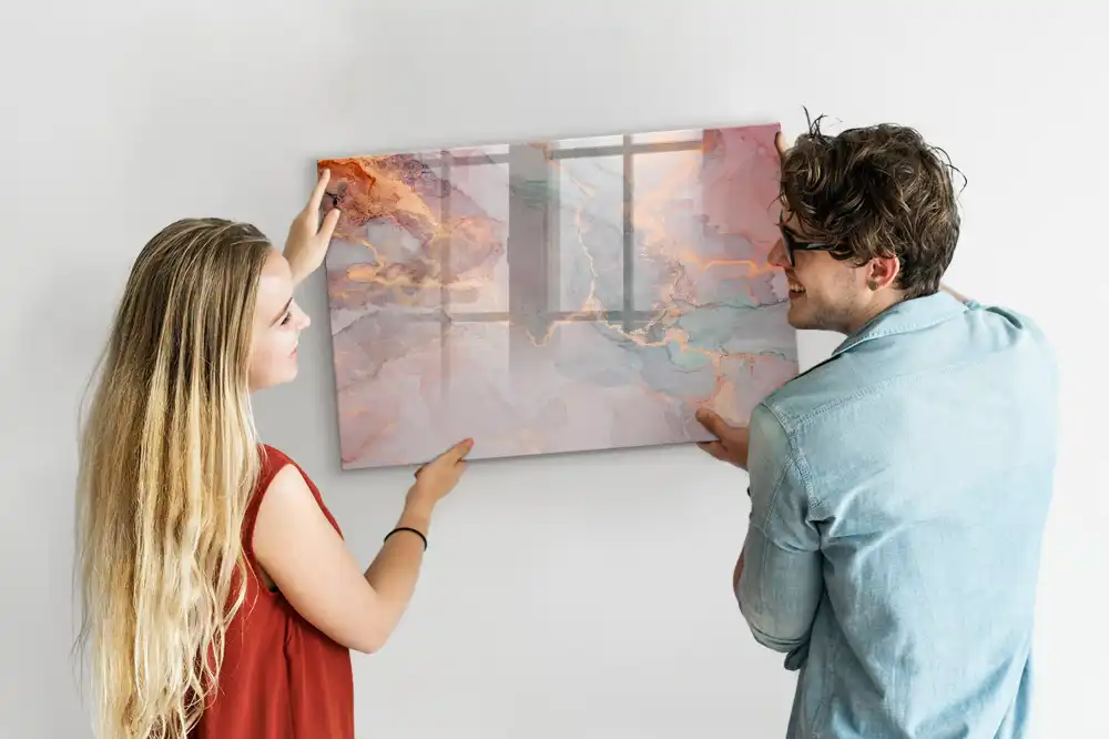 Tableau blanc magnétique effaçable à sec motif marbre décoratif