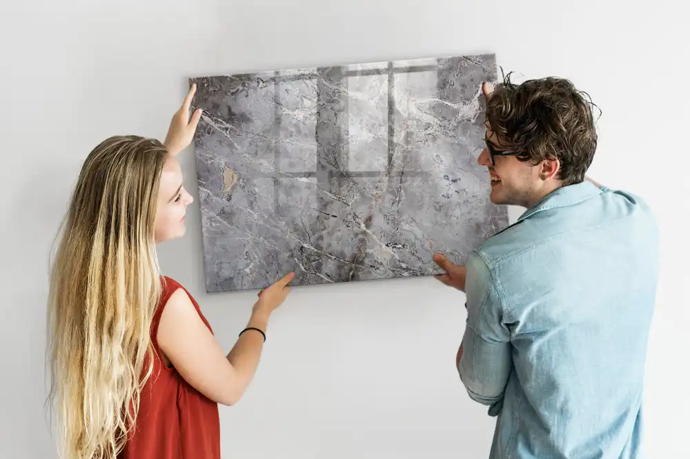 Tableau magnétique avec finition motif marbre pour écriture