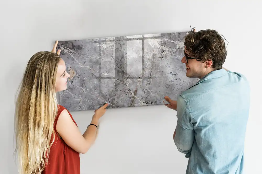 Tableau magnétique avec finition motif marbre pour écriture