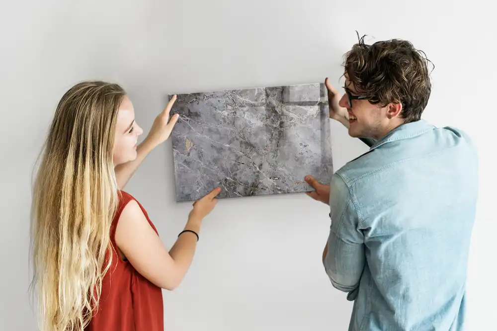 Tableau magnétique avec finition motif marbre pour écriture