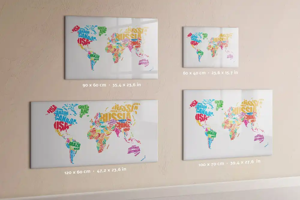 Tableau blanc magnétique effaçable à sec avec motifs de pays colorés