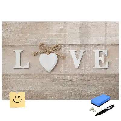 Tableau blanc magnétique effaçable à sec motif amour dans le cœur
