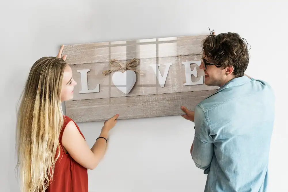 Tableau blanc magnétique effaçable à sec motif amour dans le cœur