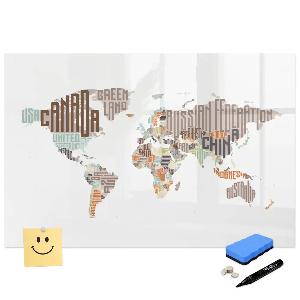 Tableau magnétique pour enfants avec inscriptions de pays colorées