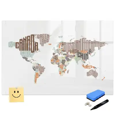 Tableau magnétique pour enfants avec inscriptions de pays colorées