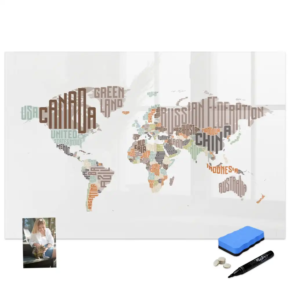 Tableau magnétique pour enfants avec inscriptions de pays colorées