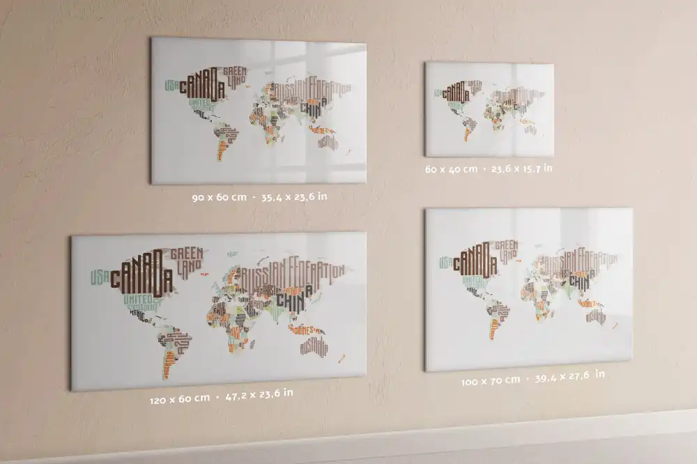 Tableau magnétique pour enfants avec inscriptions de pays colorées