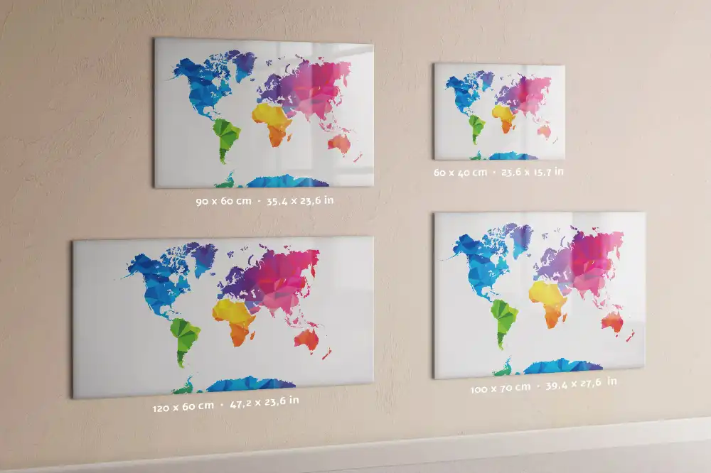 Tableau blanc magnétique effaçable à sec motif carte du monde abstraite