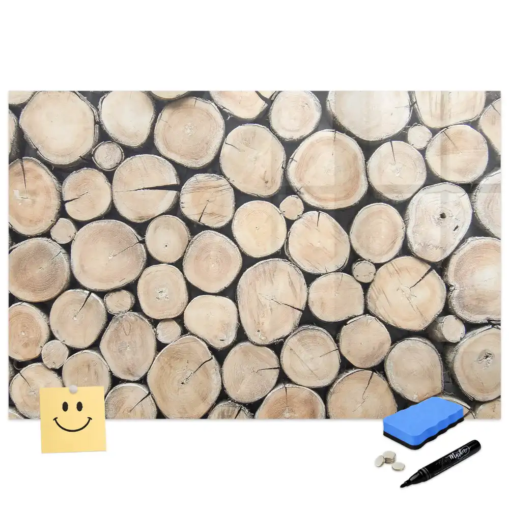 Tableau blanc magnétique effaçable à sec motif troncs d'arbres coupés