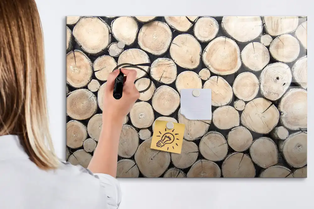 Tableau blanc magnétique effaçable à sec motif troncs d'arbres coupés