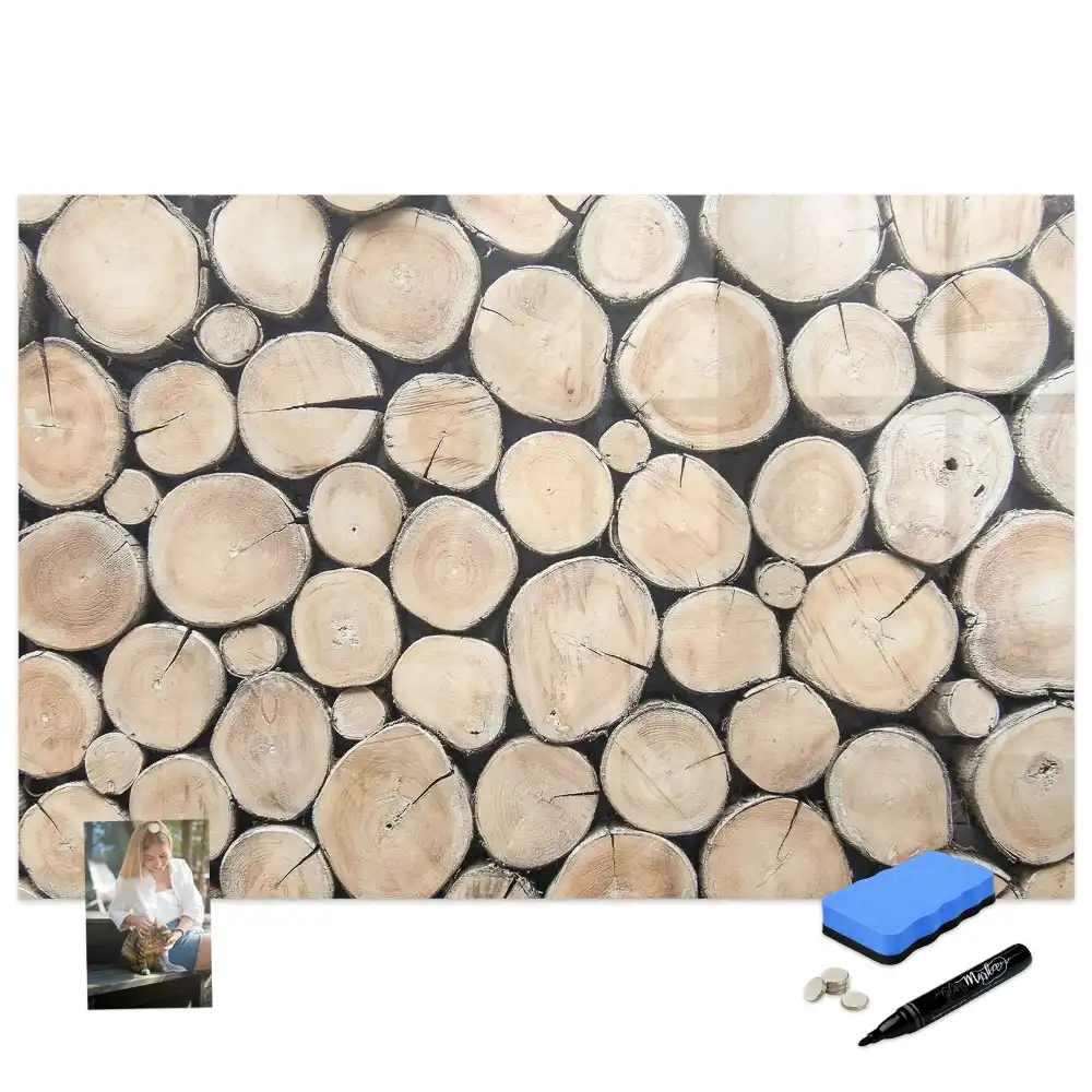 Tableau blanc magnétique effaçable à sec motif troncs d'arbres coupés