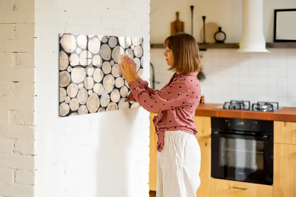 Tableau blanc magnétique effaçable à sec motif troncs d'arbres coupés