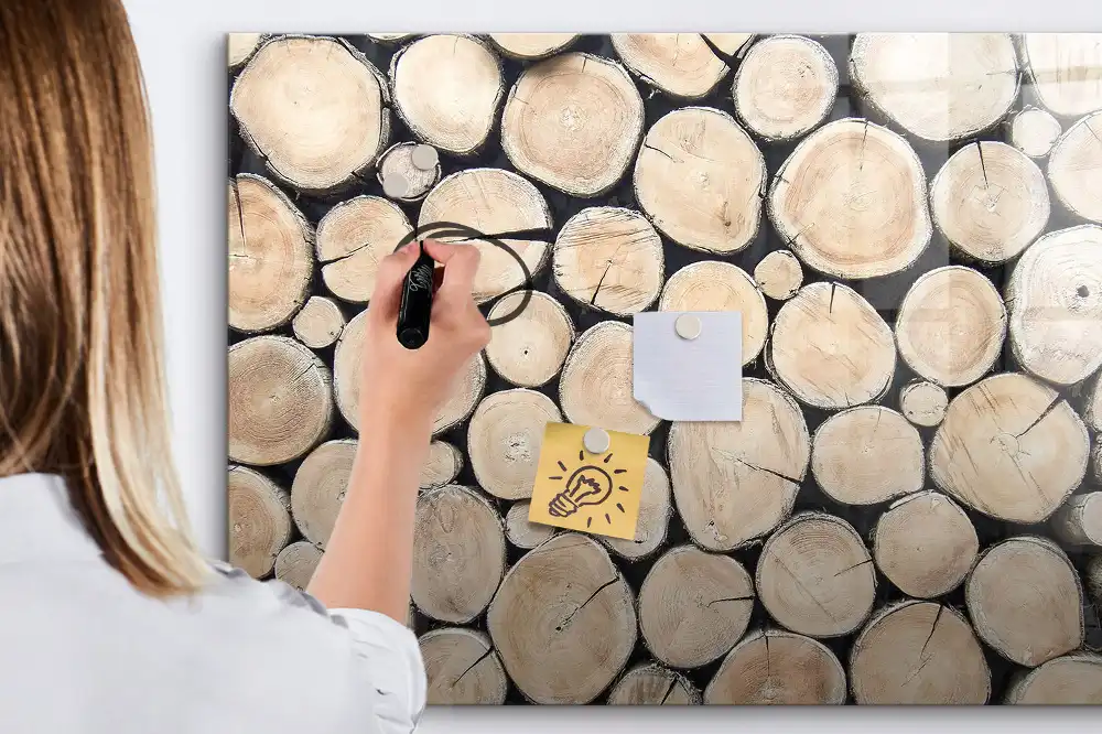 Tableau blanc magnétique effaçable à sec motif troncs d'arbres coupés