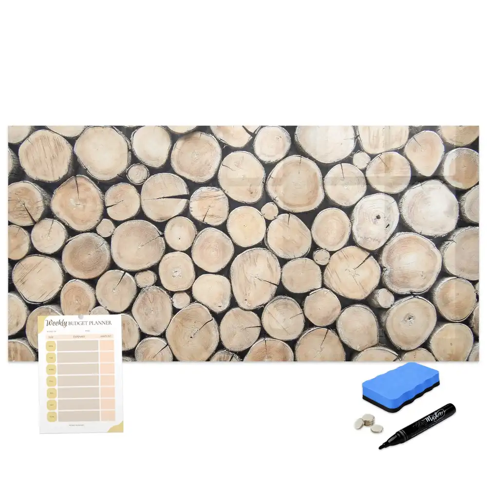 Tableau blanc magnétique effaçable à sec motif troncs d'arbres coupés