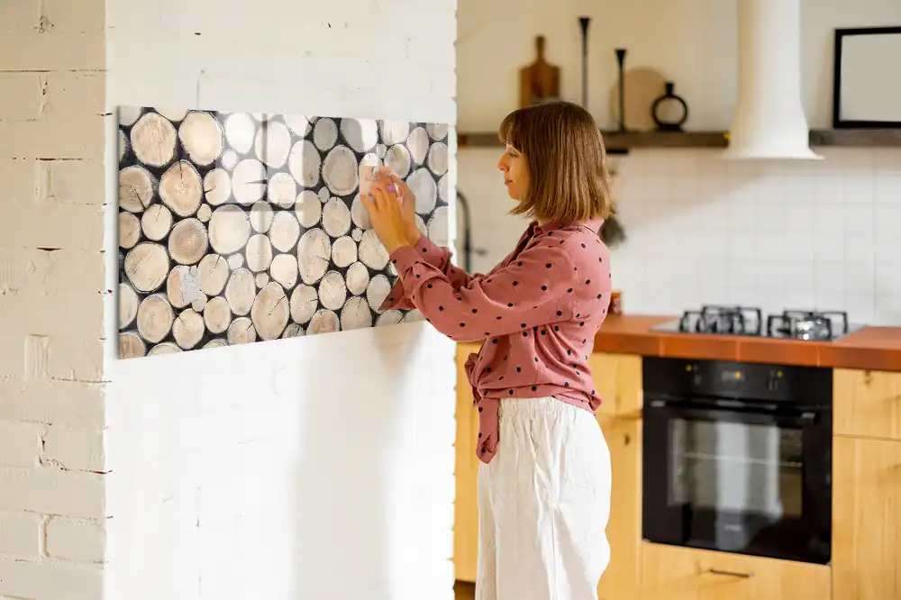 Tableau blanc magnétique effaçable à sec motif troncs d'arbres coupés