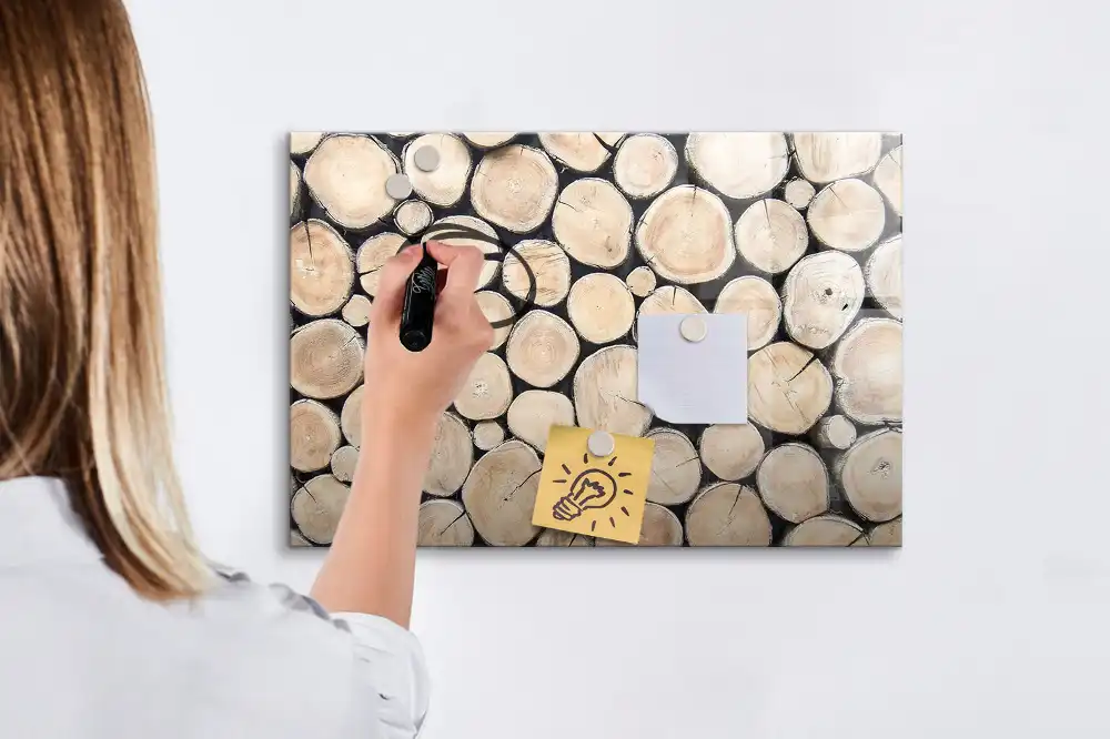 Tableau blanc magnétique effaçable à sec motif troncs d'arbres coupés