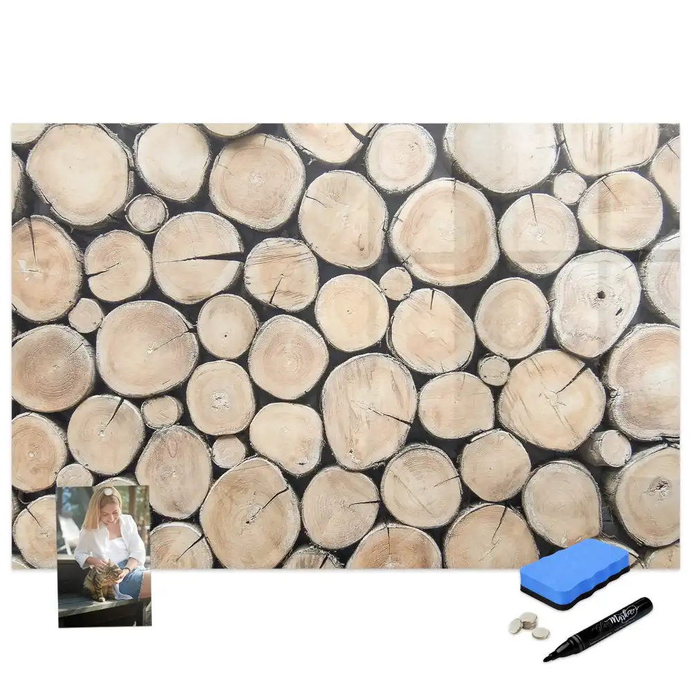 Tableau blanc magnétique effaçable à sec motif troncs d'arbres coupés