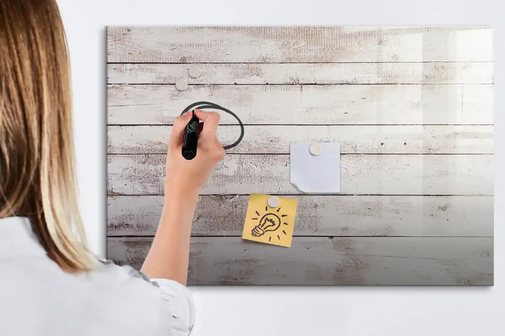 Tableau magnétique pour écriture motif planches en bois