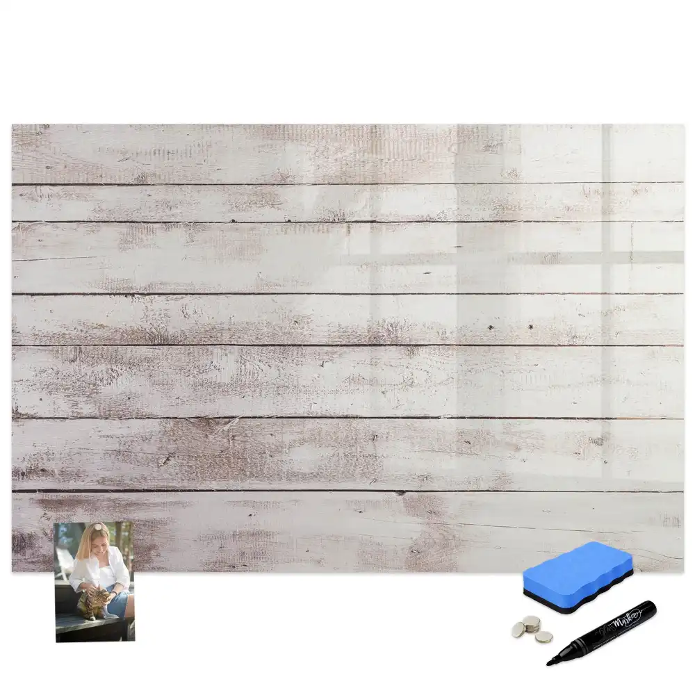 Tableau magnétique pour écriture motif planches en bois