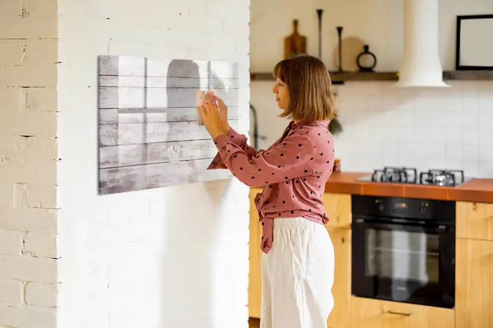 Tableau magnétique pour écriture motif planches en bois