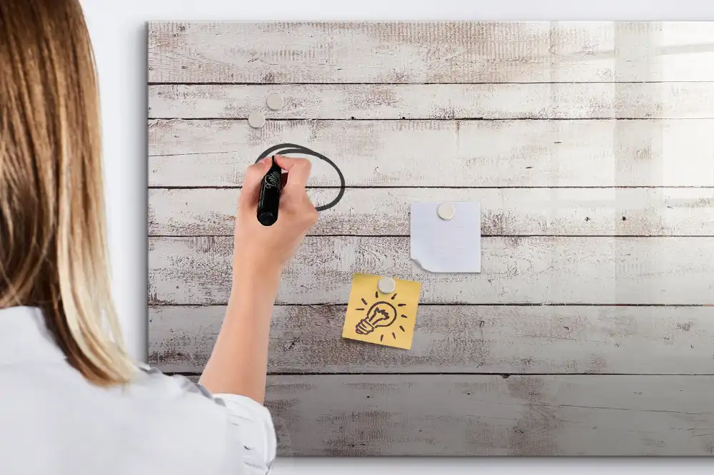 Tableau magnétique pour écriture motif planches en bois
