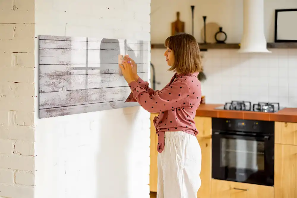 Tableau magnétique pour écriture motif planches en bois