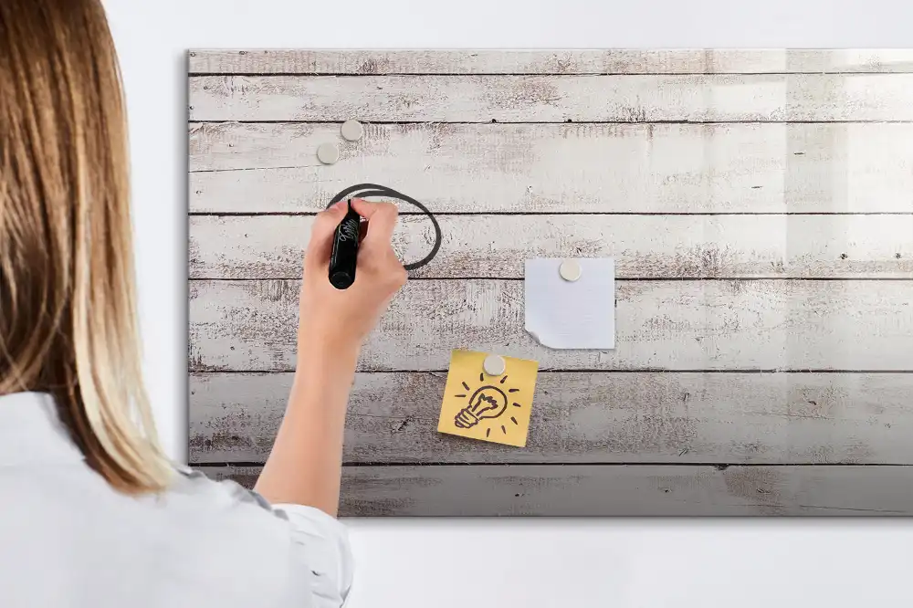 Tableau magnétique pour écriture motif planches en bois