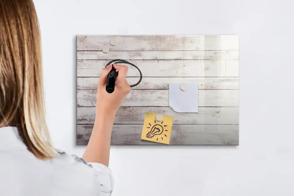 Tableau magnétique pour écriture motif planches en bois