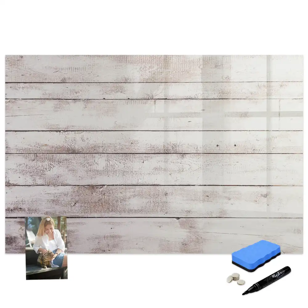 Tableau magnétique pour écriture motif planches en bois