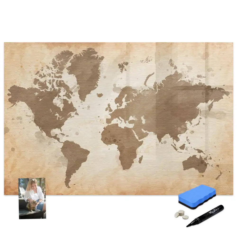 Tableau magnétique carte du monde illustrée pour enfants