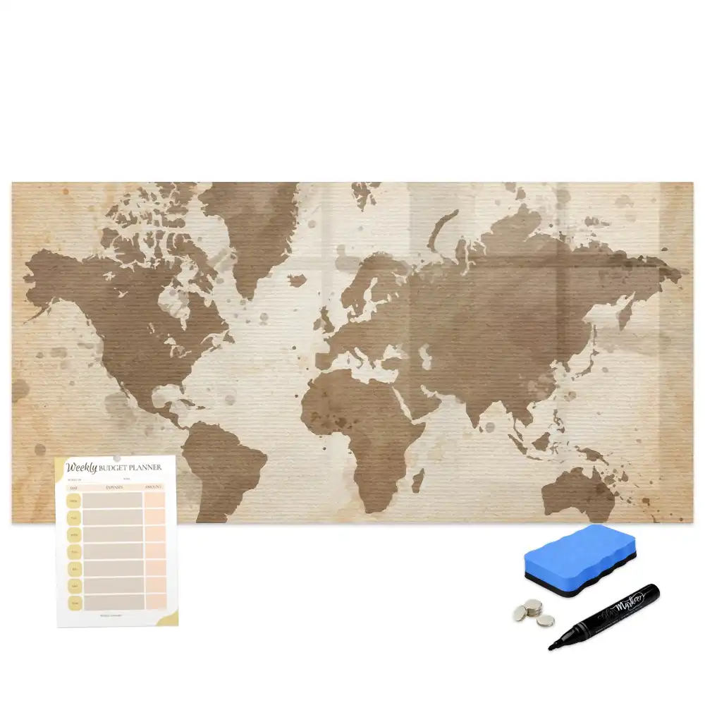 Tableau magnétique carte du monde illustrée pour enfants